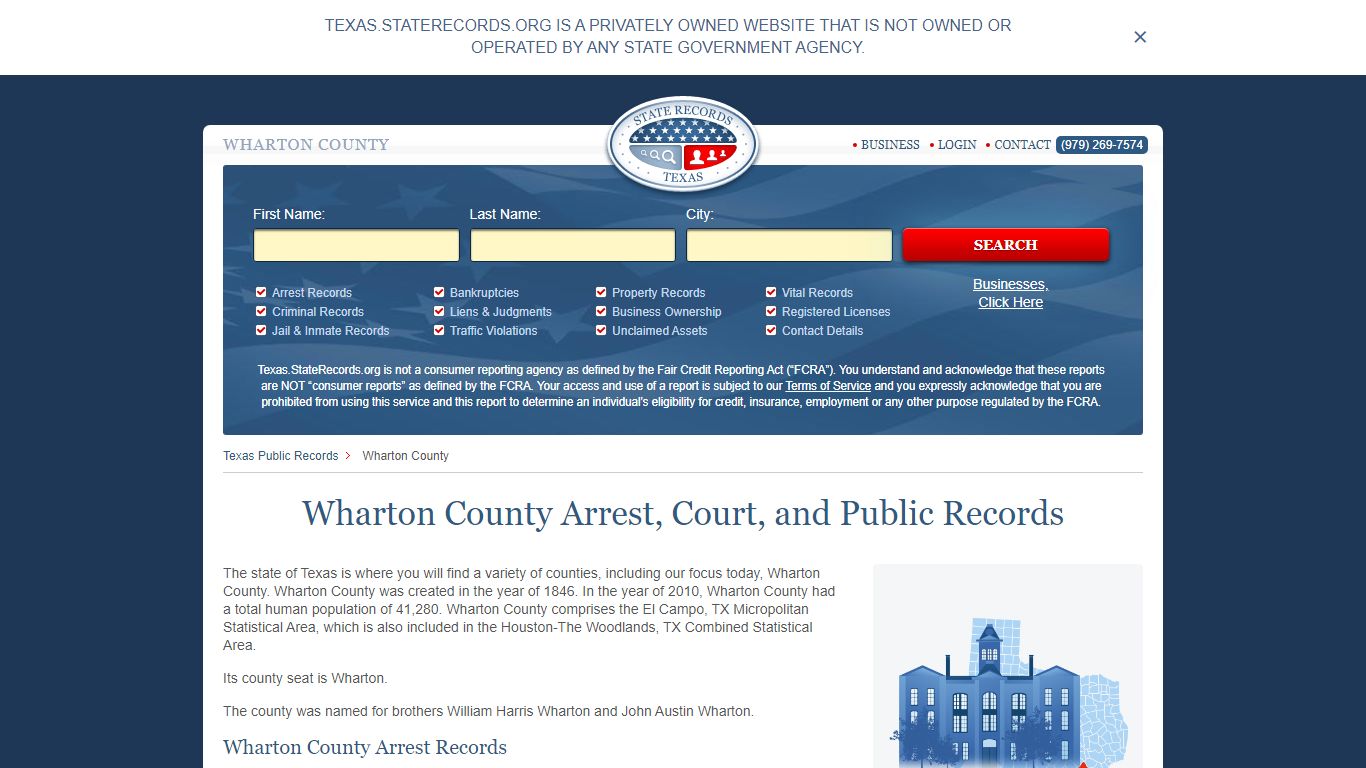 Wharton County Arrest, Court, and Public Records