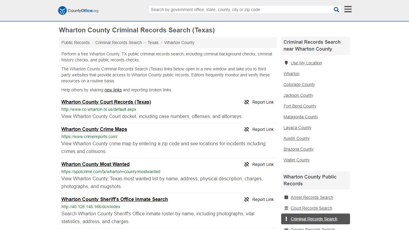 Wharton County Criminal Records Search (Texas) - County Office